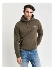 [Gant] Medium Archive Shield Hoodie in Juniper Green