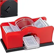 Relaxdays 10031555 Card Mixer, 2 Decks, Crank, Manual Mixer for Playing Cards up to 91 mm, Plastic, red/Black
