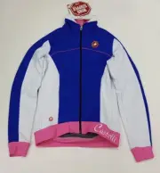NWT Castelli Winter Women's Viziata Windstopper Cycling Jacket White Blue Pink L