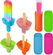 8Pcs Popsicle Holders and Ice Pop Sleeves Set for Kids No Drip, Silicone Popsicl