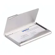Durable 20-Capacity Slimline Business Card Box Aluminium Storage Container SLV