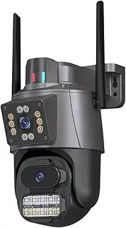 ​​4K/8MP Outdoor PTZ WiFi Camera with Dual Screens, Dual Lenses, Color Night Vision - HD CCTV Security​(EU Plug,8MP with 128GB)