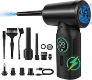 Compressed Air Duster, 110000RPM Electric Air Duster & Vacuum Cleaner 2 in 1 Rechargeable 7600mAh Cordless, Keyboard and Computer Cleaner, Replaces Compressed Air Cans