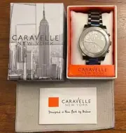 NEW Caravelle Men's Chronograph Grey Dial Gunmetal Stainless Steel Watch 45A124