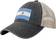 [Generic] Flag of Argentina Cowboy Mesh Baseball Cap for Argentinean Man Woman Outdoor Adjustable Denim Hat