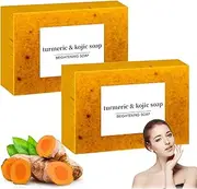 Turmeric Soap, Kojic Acid Soap Bar, Kojic Acid Skin Lightening Soap, Turmeric Brightening Soap, Kojic Acid Turmeric Soap, Lemon Turmeric & Kojic Acid Soap for Face & Body Unisex (2pcs)