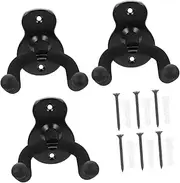 GOOHOCHY 3pcs Guitar Wall Mount Hanger Rack Removable Hooks for Ukulele Violin Storage