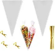 Mini Cone Bag 200Pcs Clear Treat Popcorn Bags 5.1 by 9.8 Inch Triangle Cellophan
