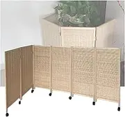 Short Room Divider,4/5/6/7/8 Panel Temporary Wall,Freestanding Weave Privacy Screen,Dorm Kindergarten Separation Office(120x40cm-6panel)