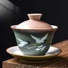 Retro Covered Bowl Ceramic Household Tea Bowl Kung Fu Tea Set Tea Bowl Tea Set