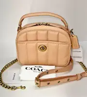 Coach Lunchbox Top Handle Bag With Quilting in Faded Blush Crossbody Bag C4678