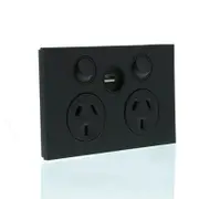 CLIPSAL SATURN ZEN Z4025USBC-ZB - Double GPO 10Amp 250v C/W USB - Zen Black