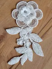 HEAVY BEADED LACE APPLIQUE with SEQUNS AND GLASS BEADS