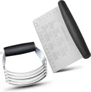 Stainless Steel Pastry Blender Cutter & Bench Scraper Set, Efficient Baking Tool