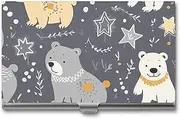 [VFMKT] Slim Metal Business Card Holder Portable Business Card Case Pocket Name Card Holder Star Bear Wallet for Men Women Office Travel