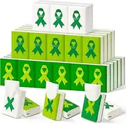 H1vojoxo Mental Health Tissue Paper - 60 Pack Mini Type Green Ribbon Pocket Packs Tissues 3-Ply Travel Facial Soft and Unscented Tissues for Mental Health Awareness, Volunteer Activities, Gift Giving