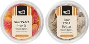 J.C.'s Sour Peach Heart & Sour Cola Bottles Bundle (220g + 220g Tubs)