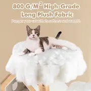 Costway 150cm Tall Solid Wood Cat Tree Modern Wooden Cat Tower 5-Layer Activity Center White