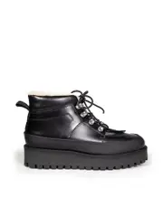 Black Leather Brush Off City Hiking Boots