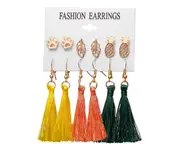 6Pcs Tassel Earrings Female Bohemian Ethnic Style Earrings - 3