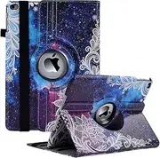 Cayxenful Rotating Case for iPad 9.7 Inch iPad 6th 5th Generation, 360 Degree Rotating Stand Protective Cover with Auto Sleep/Wake Fit for iPad 9.7 2018 2017 Model iPad Air 2 Air 1 (Sky Flower)