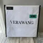 Vera Wang Luxurious Satin Weave Simple Dot White King Sheet 4 Pc Set 100% Cotton