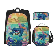 Stitch Backpack Set Backpack School Backpack Cartoon Back Pack School Book Bag Schoolbag With Lunch Bag Box And Pencil Case