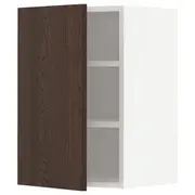 METOD wall cabinet with shelves, white/Sinarp brown, 40x37x60 cm