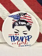 Donald Trump 2024 "Yes I'm a Trump Girl" MAGNET BUTTON - 3" Round