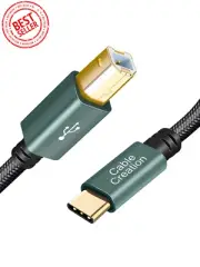 USB B to USB C 6.6 FT Printer Cable, MIDI Cable, Nylon Braided USB B to C Cord f