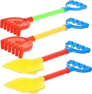 4pcs Beach Sand Heavy Duty Shovels Rakes with Handle for Creative for Seaside Birthday Parties Random Color