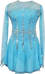 [Zagitova] Ice Figure Skating Dress for Girls Breathable Women Handmade Competition Dance Outfits with Shiny Rhinestone