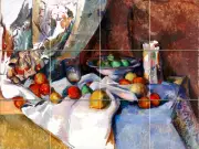 Art Paul C?zanne Fruit Mural Tumbled Marble Backsplash Tile #2051