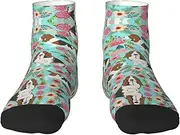 [JBYJBX] Sweet Basset Hound Florals Print Adult Socks Womens Mens Workout Thermal Cozy All-Season Gift Holiday Articles Use