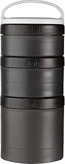 BlenderBottle ProStak Twist n’ Lock Storage Jars Expansion 3-Pak with Removable Handle, Black