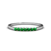 TriJewels Round Emerald 7 Stone Stackable Wedding Band 14K Gold JP:32951