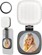 Magnetic Selfie Light for Mobile Phones/Cameras，Folding Led Fill Light with Mirror (Black)