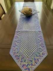 Table Runner Blue Tapestry Brocade 80 Inch Silk Formal Runner Royal Blue Gift