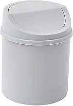 Mini Waste Bin Desktop Table Garbage Basket Trash Can with Cover Plastic Sundries Box Room Bathroom Toilet Kitchen (Gray)