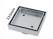115x115mm Bathroom Tile Insert Square Floor Waste Drain Shower Grate Brass