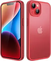JETech Matte Case for iPhone 14 6.1-Inch, Shockproof Military Grade Drop Protection, Frosted Translucent Back Phone Cover, Anti-Fingerprint (Red)
