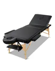 Zenses 60cm 3 Fold Wooden Portable Massage Table Black