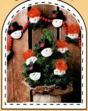 Snowballs Pin Ornament or Magnet Pattern Primitive Country Snowman Garland