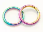 Pair 16g 5/16" (8mm) Rainbow Titanium Plated Segment Rings Lip, Eyebrows,Tragus