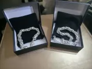 Sterling Silver Byzantine Chain Necklace and Bracelet Set Solid Links HEAVY