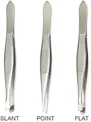 Luxxii (3 Pack) Tweezers Set - Stainless Steel Slant Tip, Flat, Point Tweezers Hair Plucker for Hair and Eyebrows Personal Care (A)