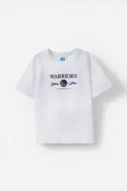 [Cotton On Kids] Cotton On Kids - NBA Golden State Warriors Drop Shoulder Short Sleeve Tee - Lcn nba white/warriors team 5 LCN NBA WHITE/WARRIORS TEAM