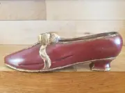 Prestine Vintage Hand-Carved, hand-painted Wooden Decorative Shoe. 9". Lovely