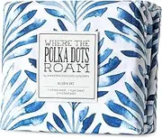 Where The Polka Dots Roam Blue Indigo Palms Floral Bedsheet Full Size, Super Soft Wrinkle Resistant Tropical Leaves Pattern Bedding Set, Vibrant Solid Print All-Season Bed Sheets for Girls, Teens