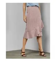Colour By Numbers Ted Baker 2 (US 4-6) Coryn Pink Striped Asymmetric Midi Skirt